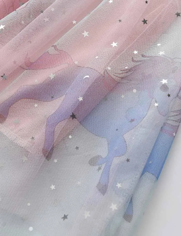 Starry Unicorn Printed Tulle Princess Party Dress - Image 2
