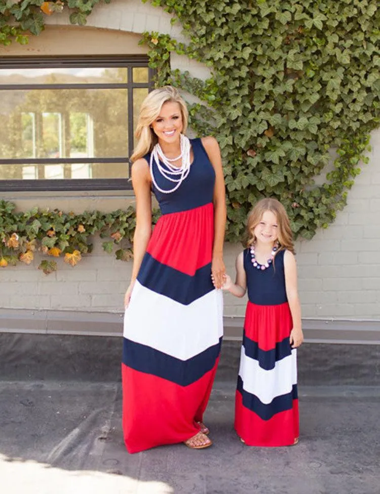 Stitching Contrasting Color Family Matching Dress - Image 2