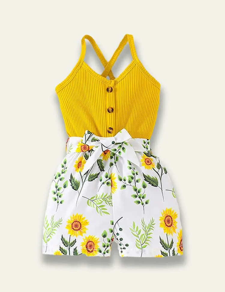 Strap Splicing Flower Printed Jumpsuit - Image 3
