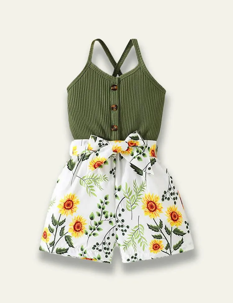 Strap Splicing Flower Printed Jumpsuit - Image 5