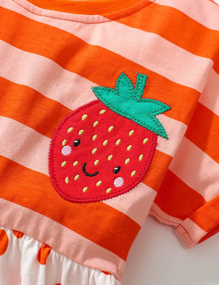 Strawberry Appliqué Patchwork Dress - Image 2