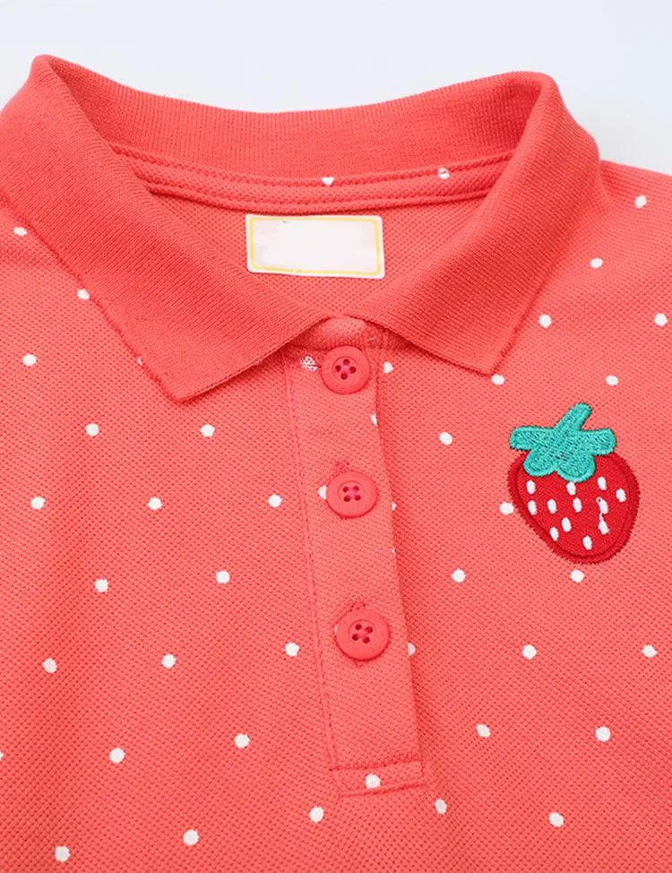 Strawberry Embroidered Polka Dot Long Sleeve Dress - Image 2