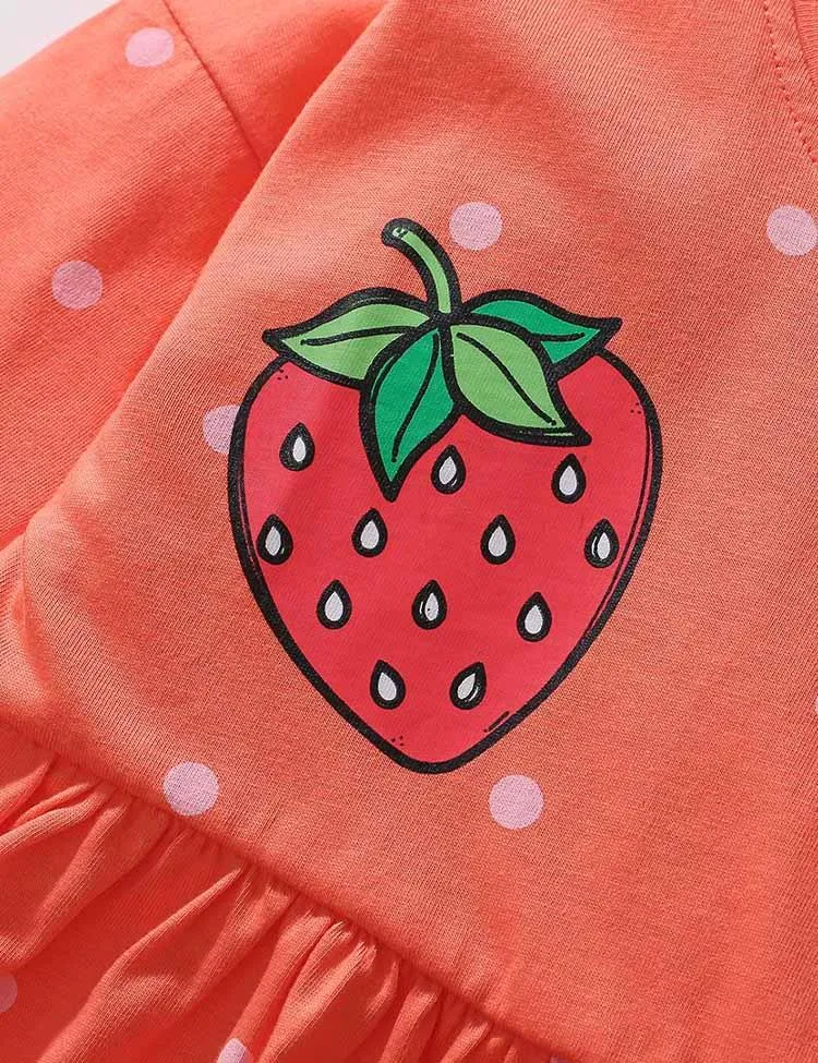 Strawberry Polka Dot Long Sleeve Dress - Image 2