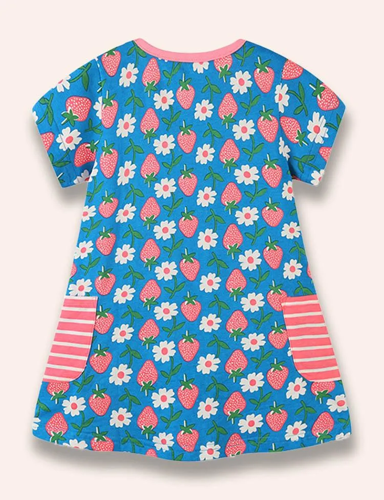 Strawberry Printed Striped Dress - Image 2