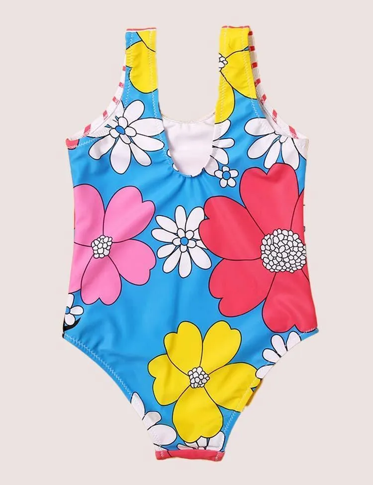 Striped Floral Swimsuit