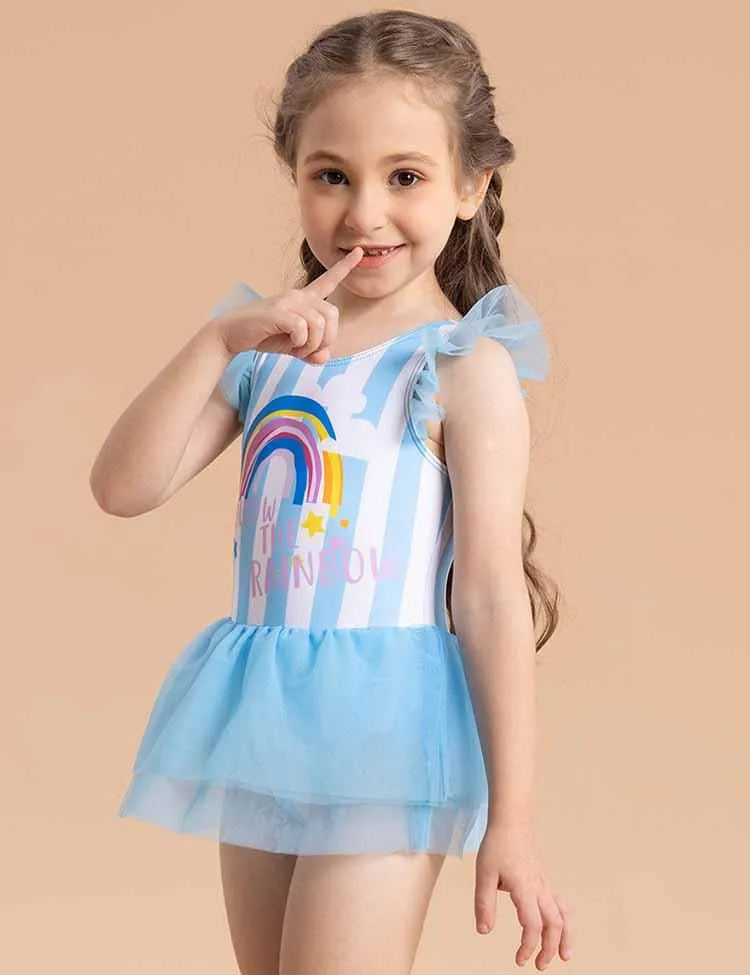Striped Rainbow Tulle Swim Suit - Image 2