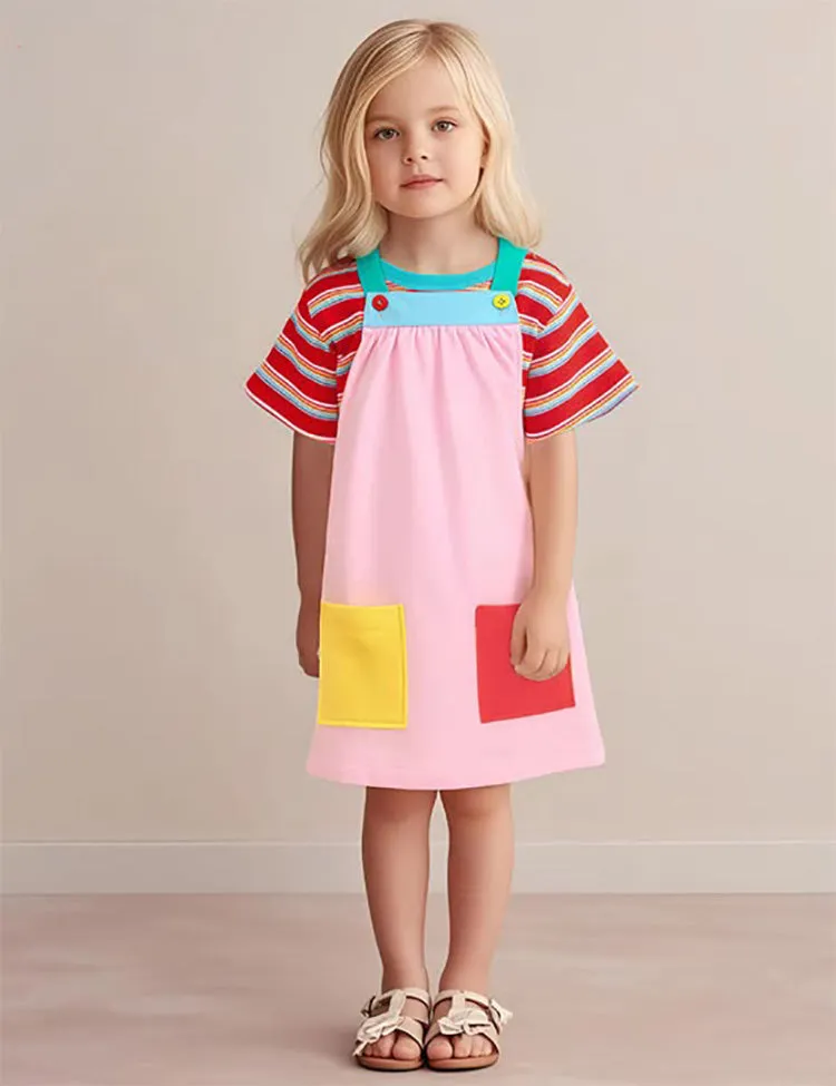 Striped T-shirt & Overalls Set