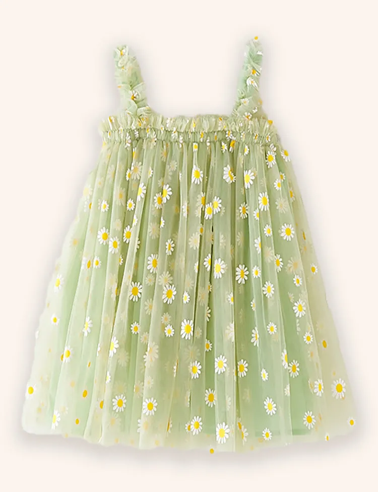 Sweet Flower Embroidered Tulle Dress - Image 3
