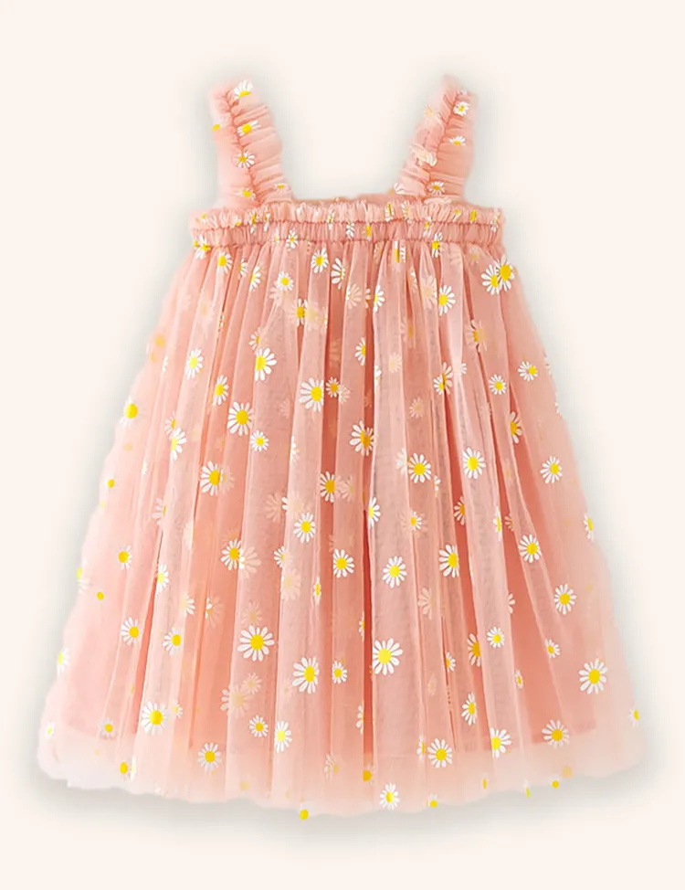 Sweet Flower Embroidered Tulle Dress - Image 4