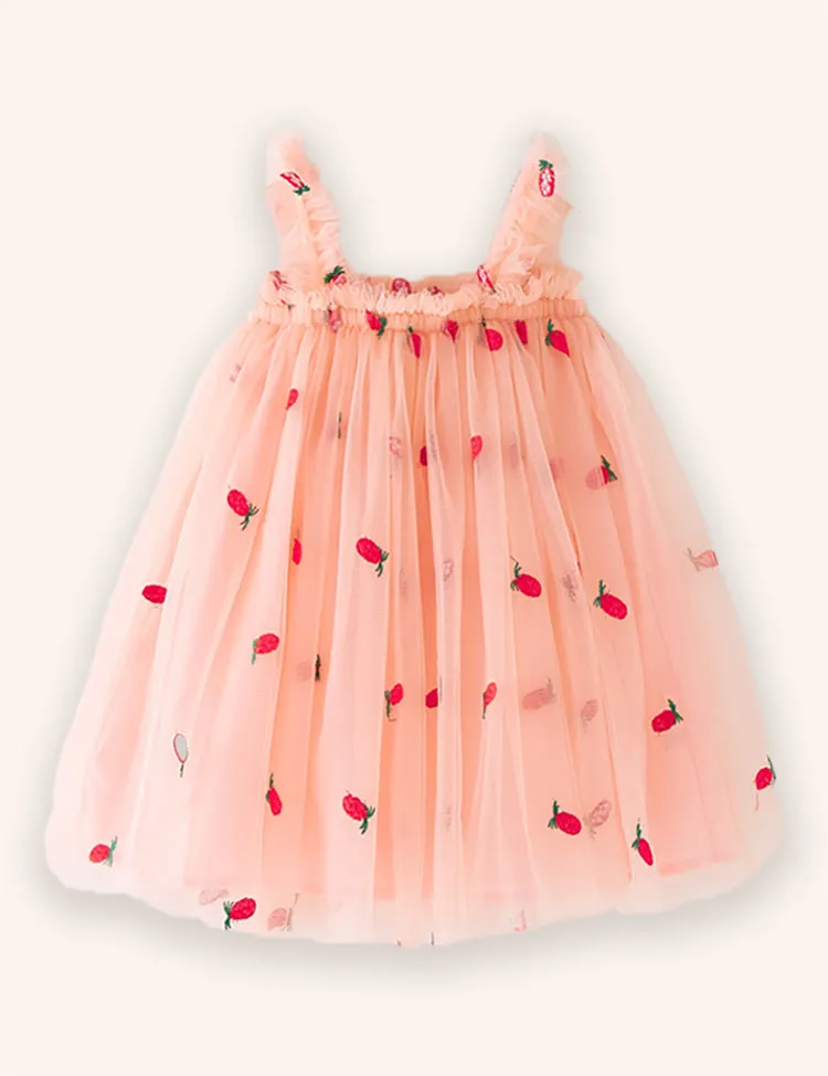 Sweet Flower Embroidered Tulle Dress - Image 5
