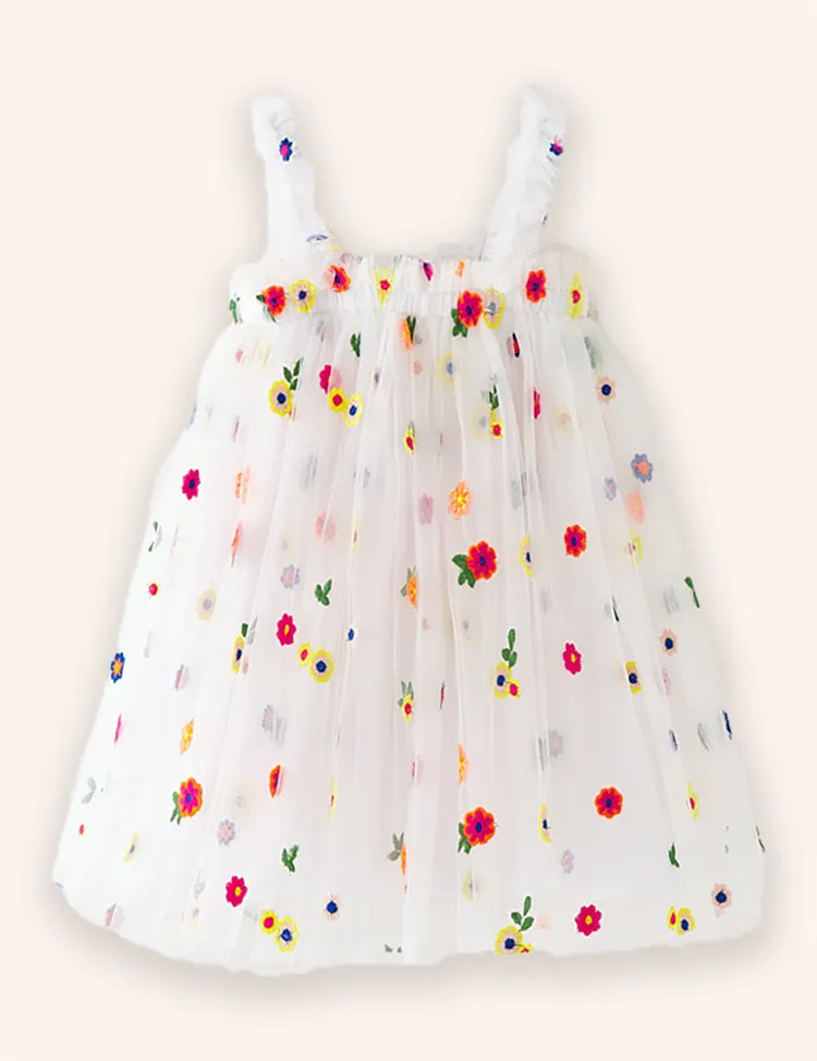 Sweet Flower Embroidered Tulle Dress - Image 7