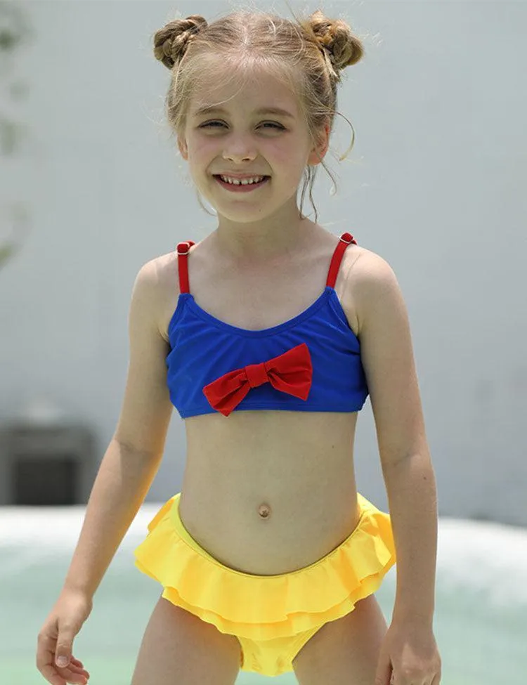 Sweet Split Swimsuit with Ruffled Edges