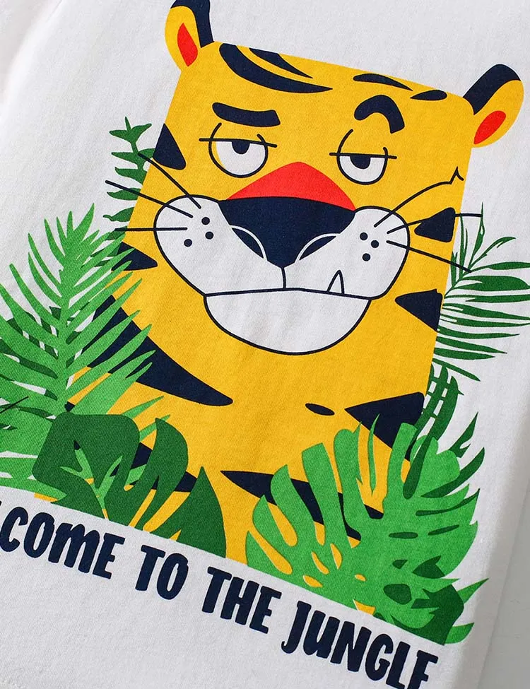 Tiger Jungle Printed Short Sleeve T-shirt and Shorts Set - Image 3