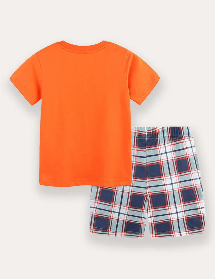 Truck Plaid Applique T-Shirt and Shorts Set - Image 2