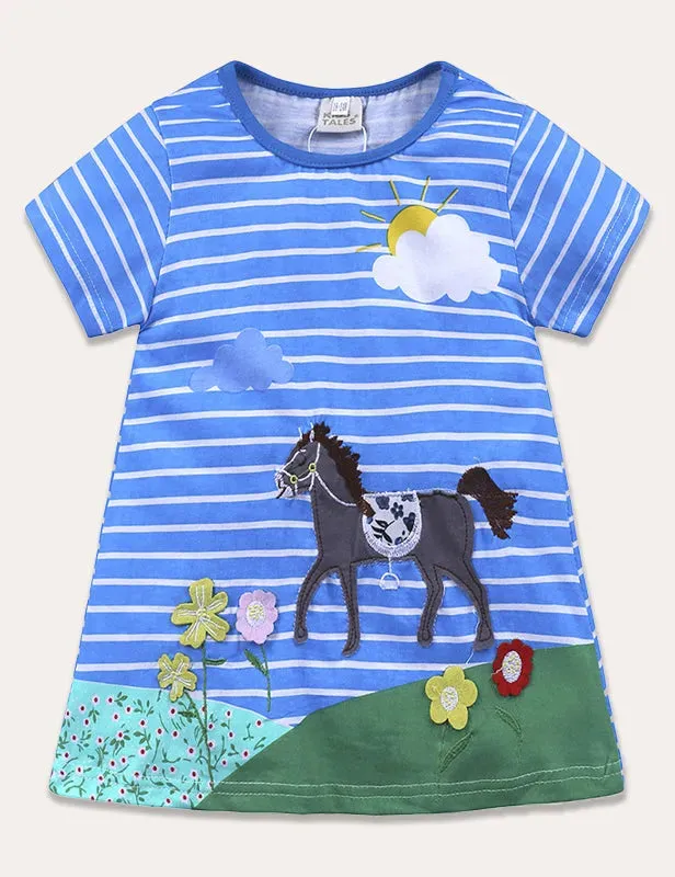 Today Only - Turtle Appliqué Short-Sleeved Striped Dress - Image 14