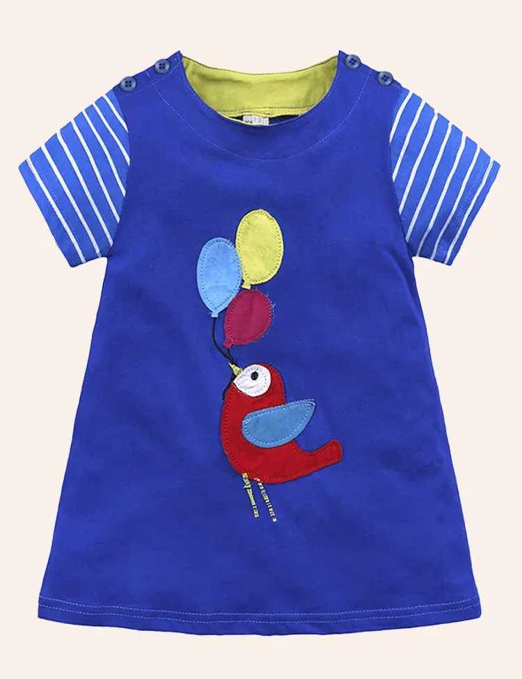 Today Only - Turtle Appliqué Short-Sleeved Striped Dress - Image 15