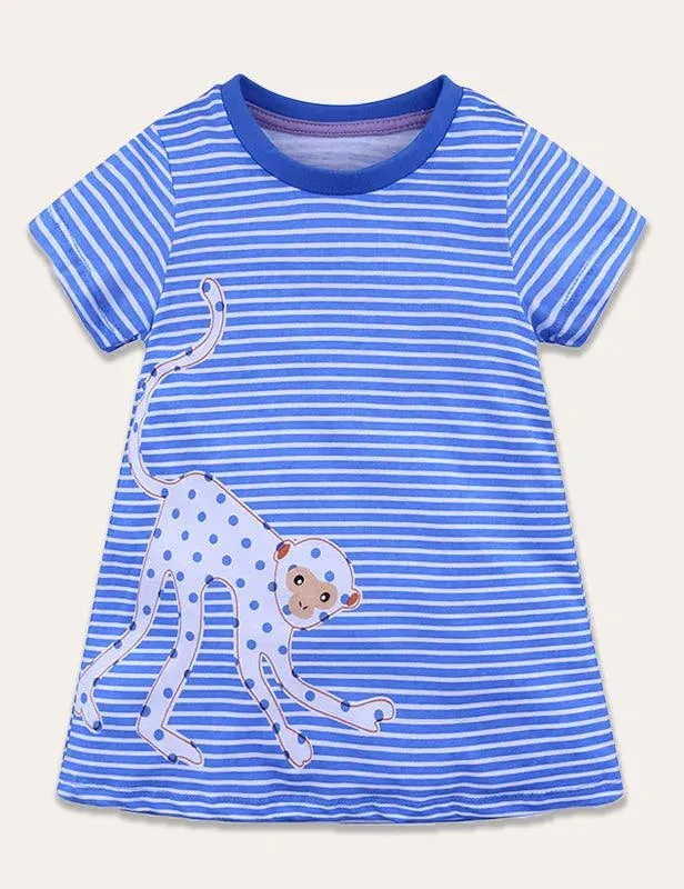 Today Only - Turtle Appliqué Short-Sleeved Striped Dress - Image 16