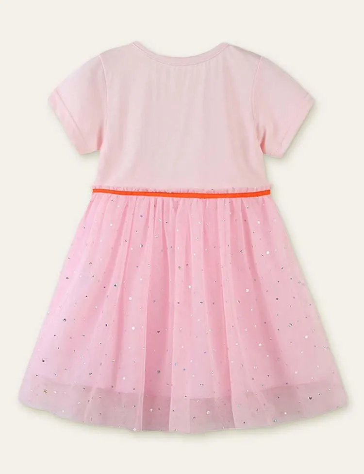 Unicorn Appliqué Embroidered Mesh Dress - Image 2