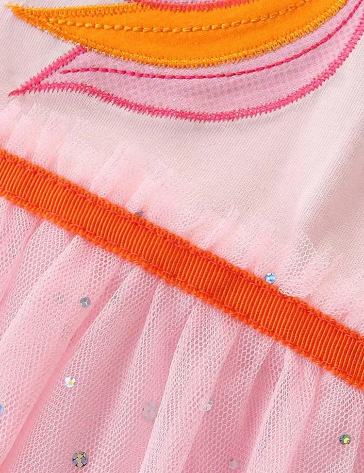 Unicorn Appliqué Embroidered Mesh Dress - Image 4