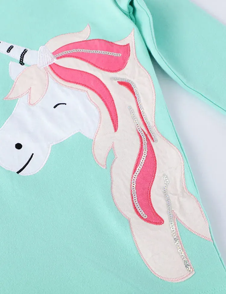 Unicorn Appliqué Hooded Sweatshirt Dress - Image 3