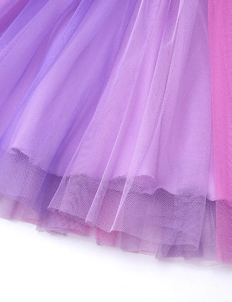 Unicorn Appliqué Rainbow Mesh Princess Dress - Image 4