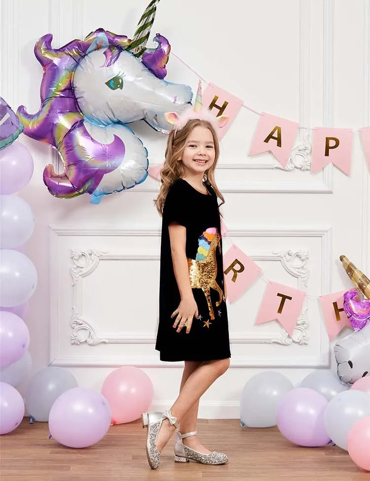 Unicorn Appliqué Star Embroidered Dress - Image 3