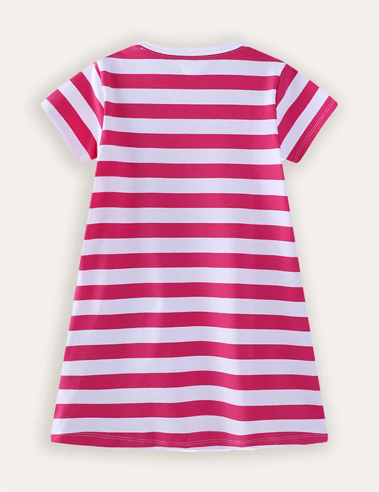 Unicorn Applique Stripe Cotton Dress - Image 2