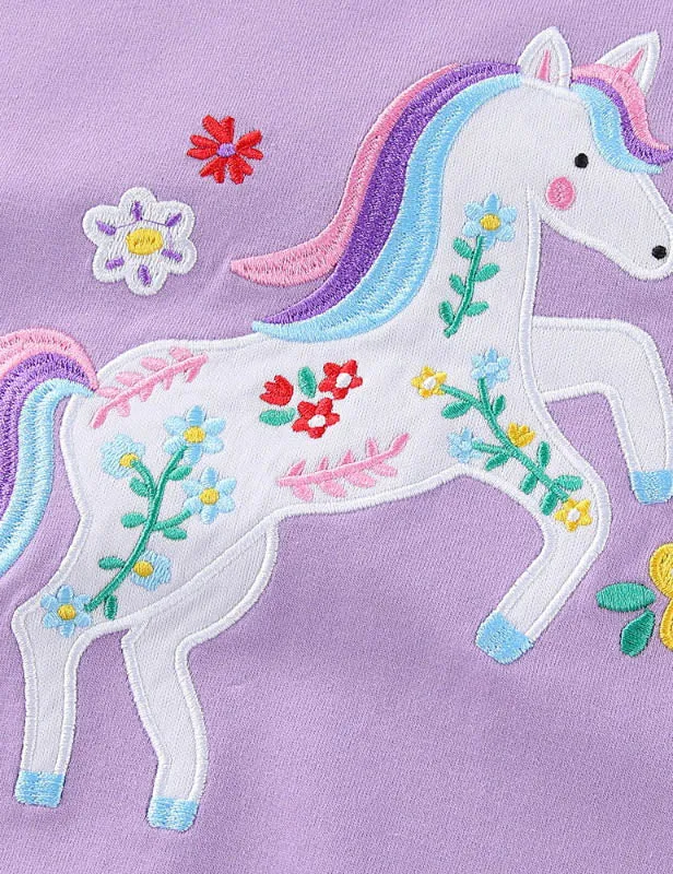 Unicorn Embroidered Long-sleeved Sweatshirt - Image 3