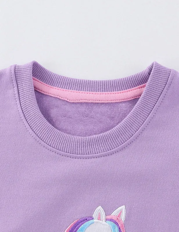 Unicorn Embroidered Long-sleeved Sweatshirt - Image 4