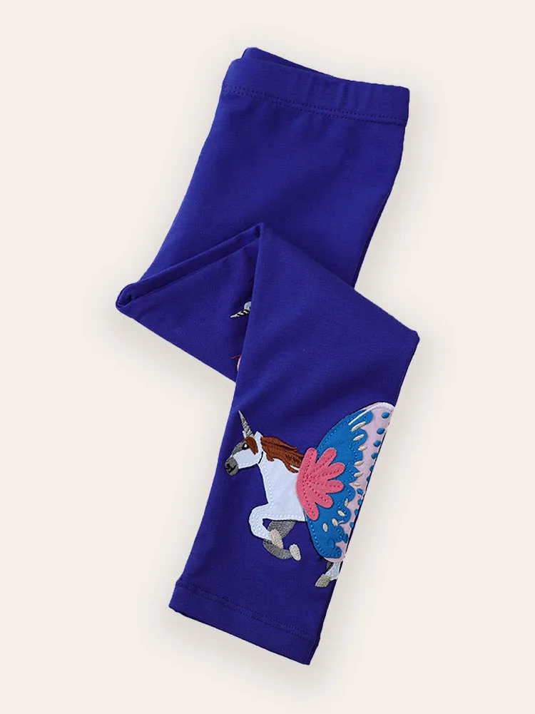 Unicorn Patch Embroidered Cotton Leggings - Image 2