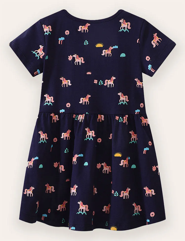 Unicorn Print Cotton Dress - Image 2