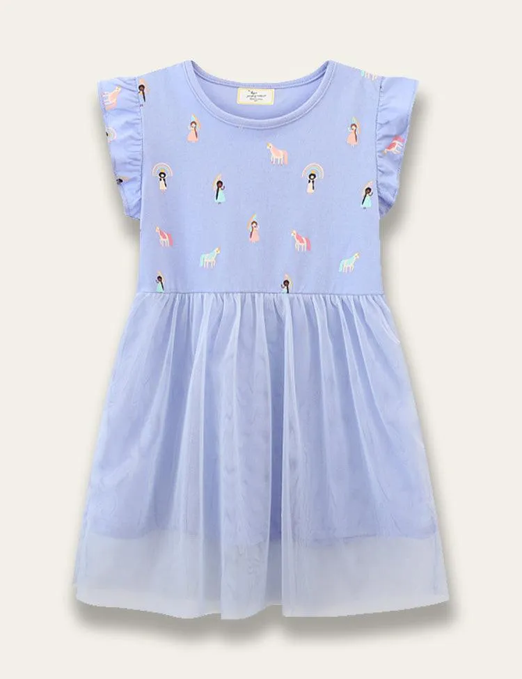 Unicorn Print Tulle Dress
