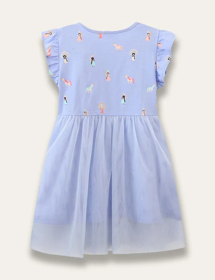 Unicorn Print Tulle Dress - Image 3
