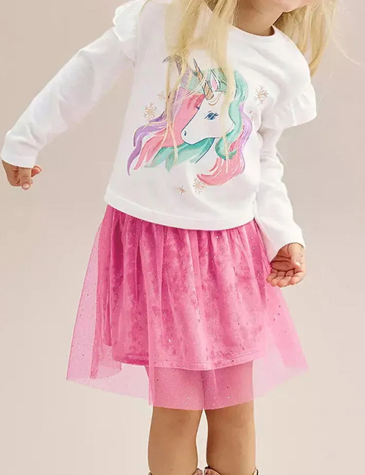 Unicorn Printed Fleece Long Sleeve T-shirt Set - Image 2