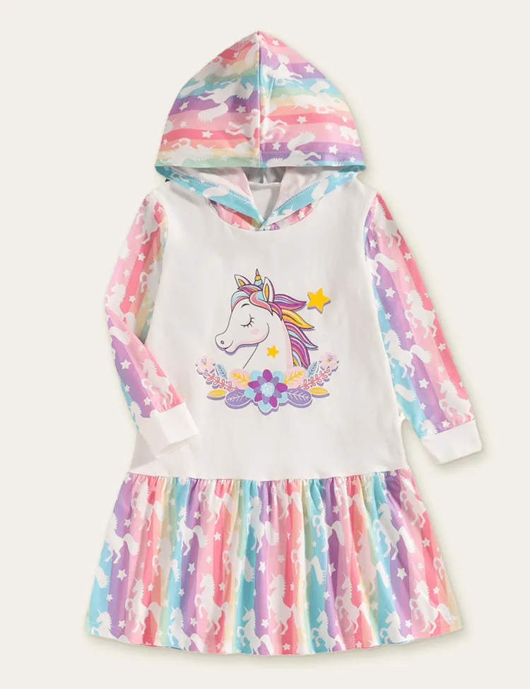 Unicorn Printed Hooded Dress