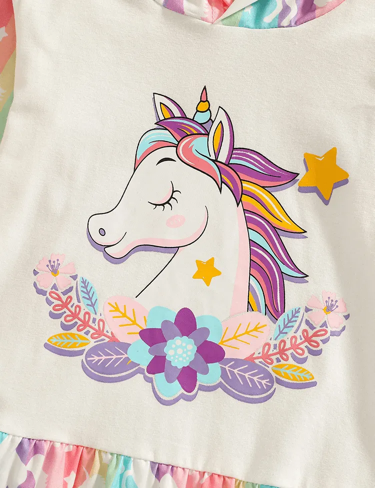 Unicorn Printed Hooded Dress - Image 4