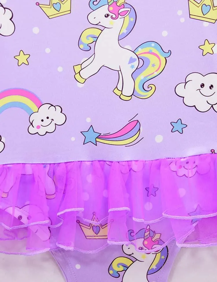 Unicorn Rainbow Printed Mesh Swimsuit - Image 3