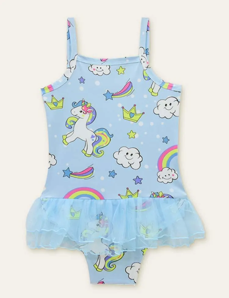 Unicorn Rainbow Printed Mesh Swimsuit - Image 4