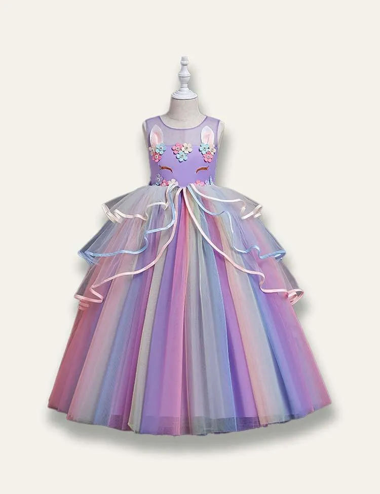 Unicorn Rainbow Tulle Princess Party Dress - Image 4