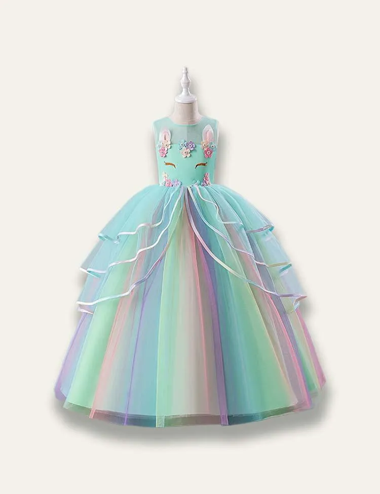 Unicorn Rainbow Tulle Princess Party Dress - Image 6