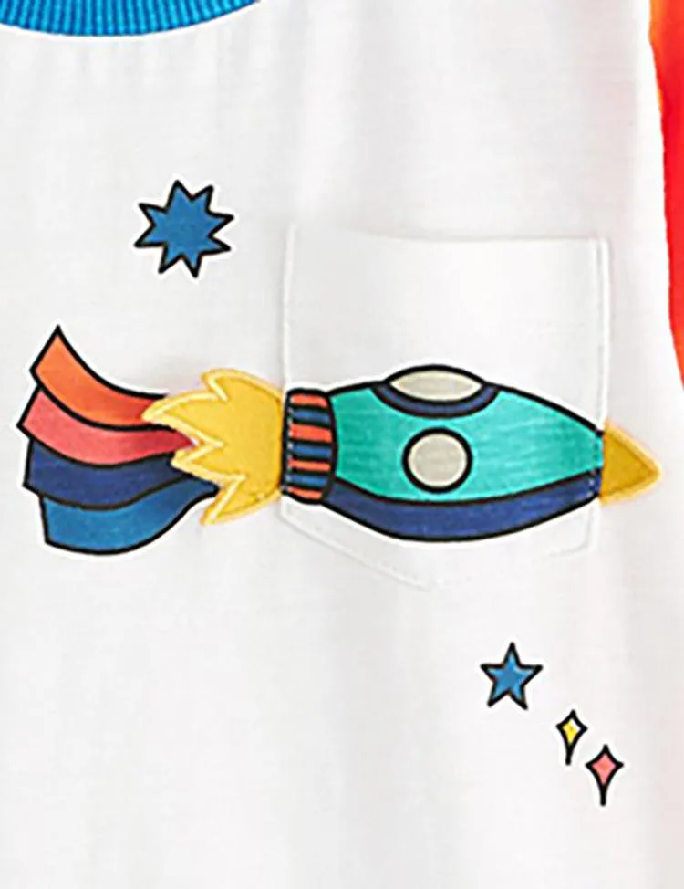 Unisex Rainbow Rocket Printed Long Sleeve T-shirt - Image 6