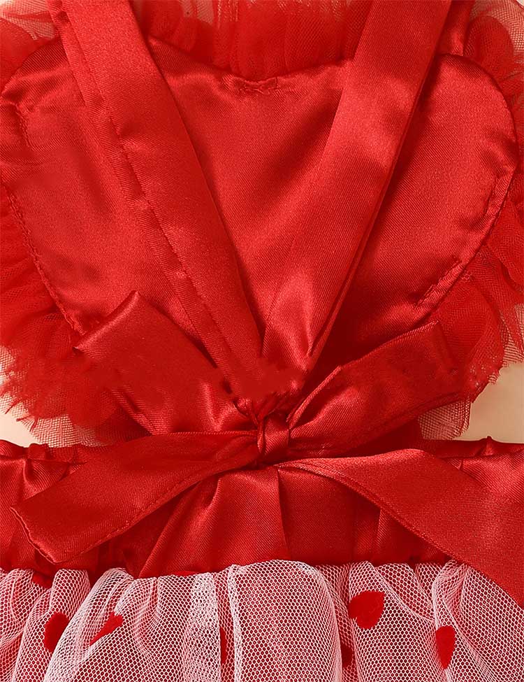 Valentine's Day 3D Flower Flocking Love Gauze Skirt Headdress Two-piece Set - Image 4