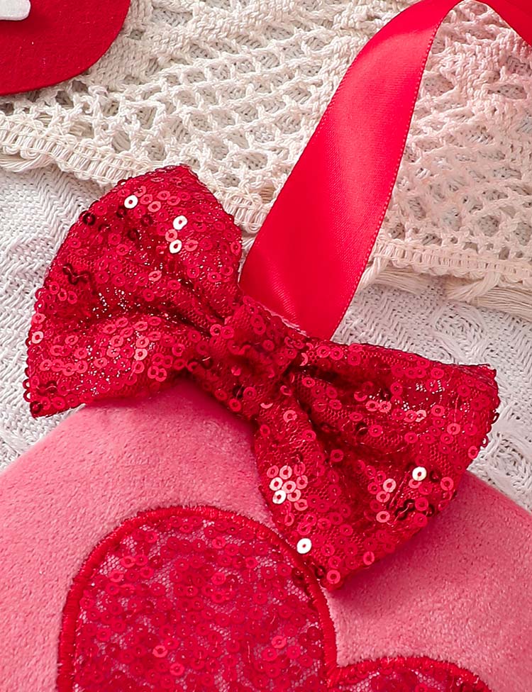 Valentine's Day Baby Love Embroidered Suspender Velvet Overall - Image 2