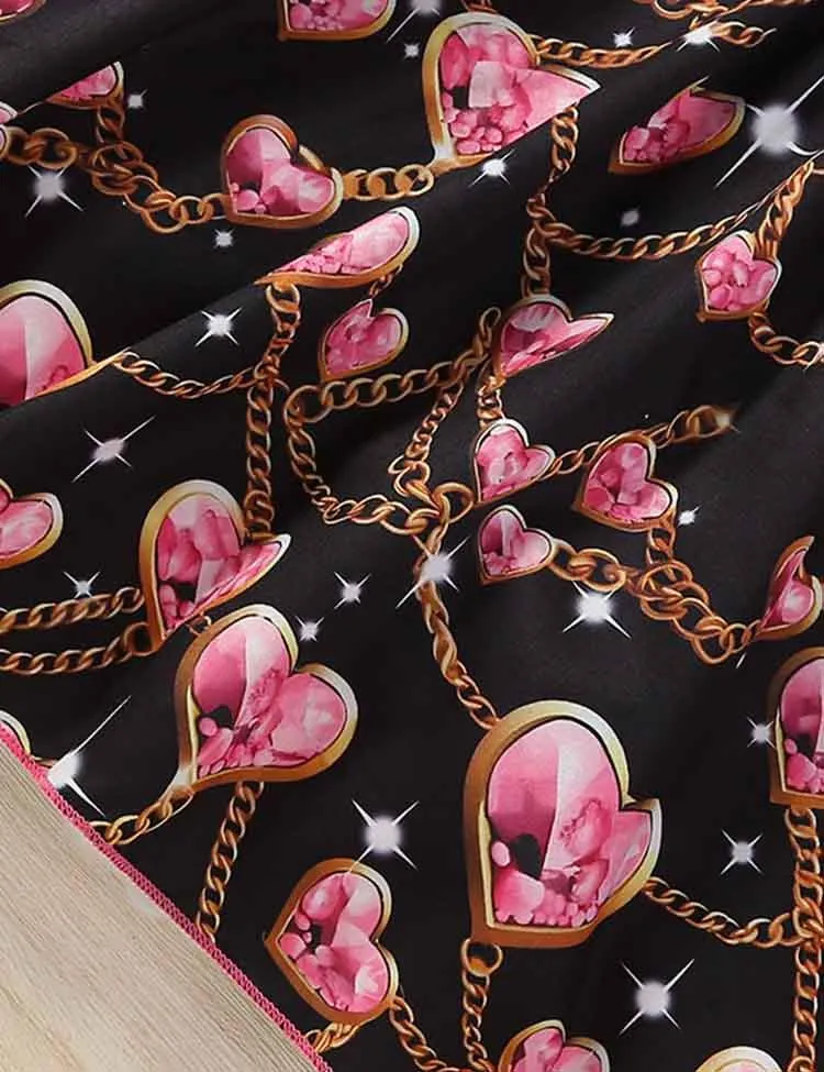 Valentine's Day Heart Necklace Printed Dress - Image 2