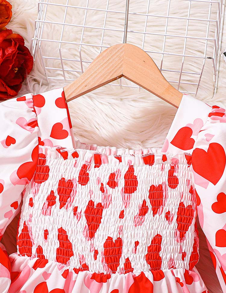 Valentine's Day Heart Print Long-sleeved Dress - Image 2