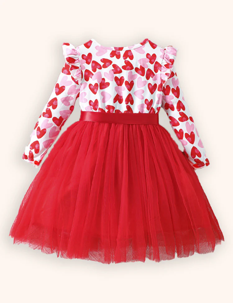 Valentine's Day Heart Print Tulle Dress - Image 3