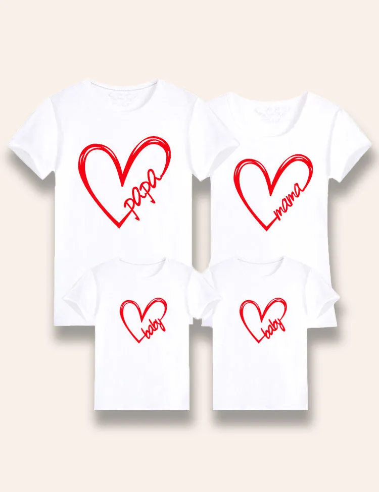 Valentine's Day Heart Printed Family Matching T-Shirt