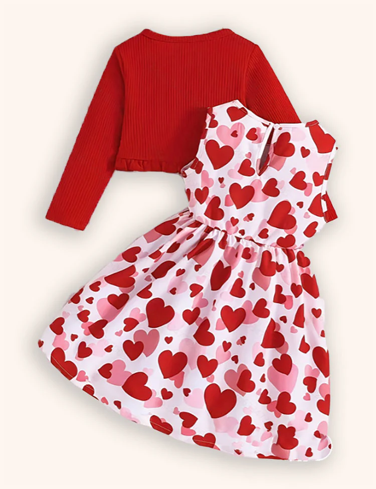 Valentine's Day Knitted Cardigan + Print Dress - Image 2