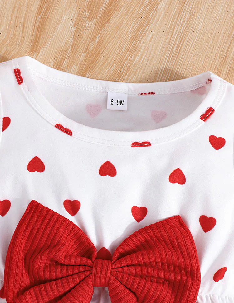 Valentine's Day Long-sleeved Coat and Love Print Vest Dress Set - Image 3