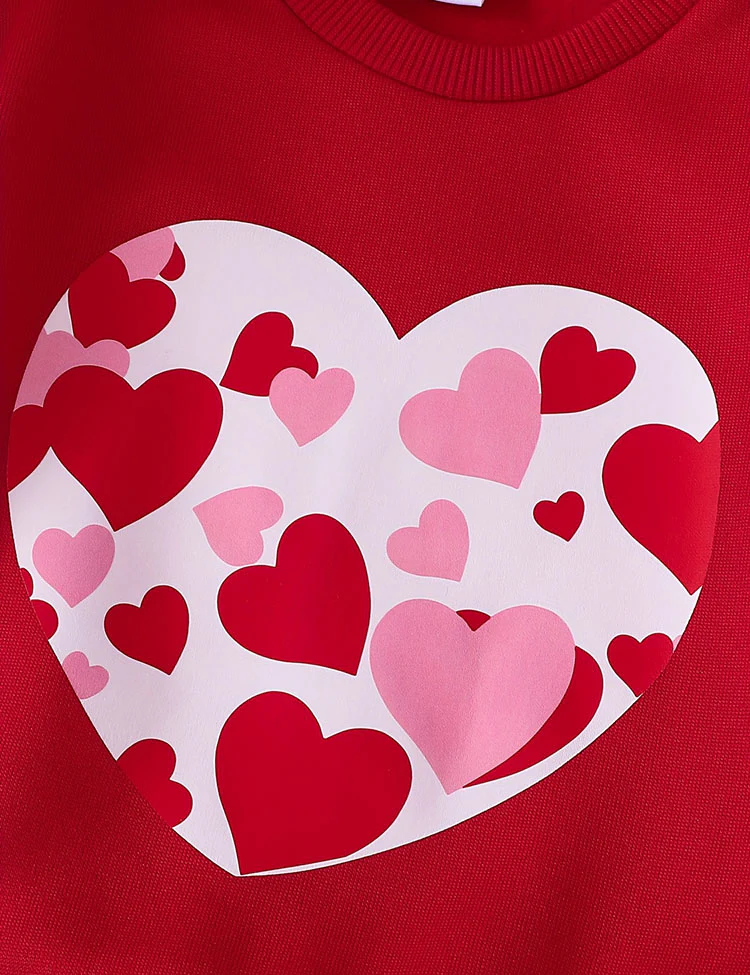 Valentine's Day Love Print Sweatshirt Set - Image 5